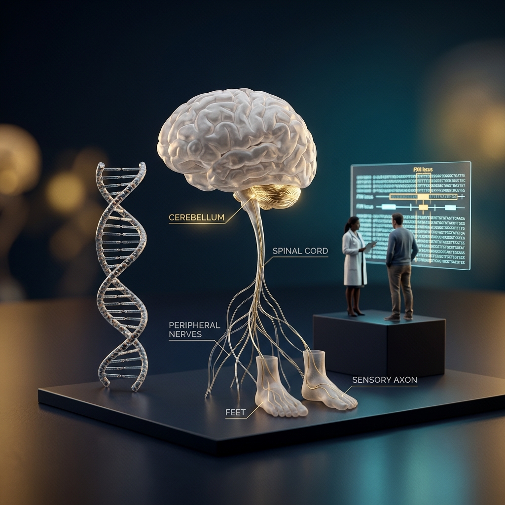 Diorama médico sobre ataxia de Friedreich de início tardio